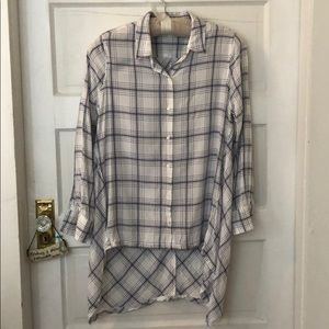 Max Studio Modern Button-down Shirt Hi/Lo Large